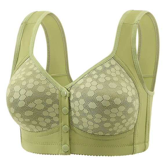 Riforla New Printed Underwear for Women Soft Vest Style Large Size Bra Without Underwire Everyday Wear Bras Green_001 46