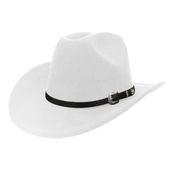 Riforla New Straight Cowboy Hat British Style Fedora Flat Top Black Top Hat European and Style Hat Cowboy Hats WH1 M