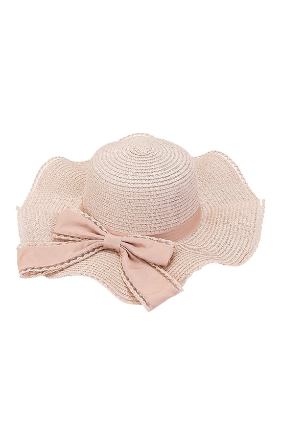 New Women Ladies and Gentlemens Summer Wide Brim Straw Hat Floppy Beach Cap Sun Hats Pink