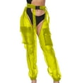 thumbnail image 1 of Riforla Pants High Elastic Buckles Jogger Crotch Long Wasit Transparent Sexy Mesh Pants Women Pants Pants for Women Yellow L, 1 of 7
