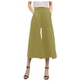 thumbnail image 1 of Riforla Pants Women Scarf Wide Leg Pants Waist Elastic 7 Minutes Long Summer Pants for Women 2024 Green M, 1 of 5