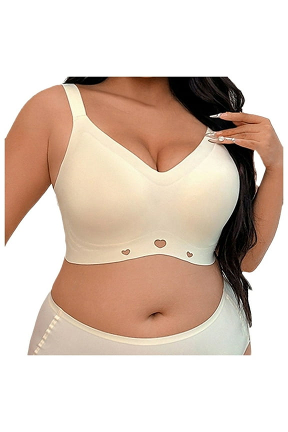 Plus Size Seamless Jelly Bra Wireless Comfortable Support for Large Bust Women Bras Beige XL