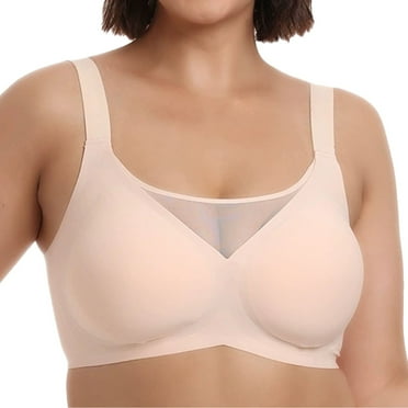 Riforla Plus Size Seamless Jelly Bra with No Underwire Bra and Sag Retraction Bra Womens Bras Beige S