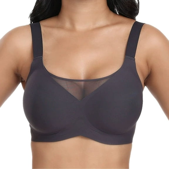 Riforla Plus Size Seamless Jelly Bra with No Underwire Bra and Sag Retraction Bra Womens Bras Black XL
