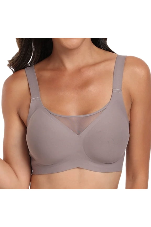 Riforla Plus Size Seamless Jelly Bra with No Underwire Bra and Sag Retraction Bra Womens Bras Grey S