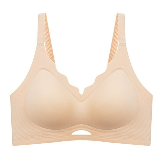 Riforla Plus Size Seamless Lift Bra for Women Fixed Cup Soft Support Reduces Bust Appearance Comfortable Underwire Bra for Everyday Wear Bras for Women Beige XL