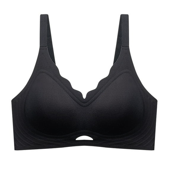 Riforla Plus Size Seamless Lift Bra for Women Fixed Cup Soft Support Reduces Bust Appearance Comfortable Underwire Bra for Everyday Wear Bras for Women Black M