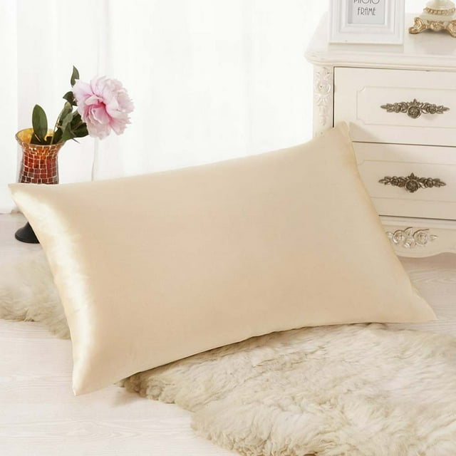 Riforla Rectangle Cushion Cover Silk Throw Pillow Case Pillowcase Beige