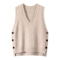 thumbnail image 1 of Ediodpoh Retro V Neck Knitted Vest for Women for Spring and Autumn Solid Color Casual Sweater Vest Sweater Vest Women Beige, 1 of 2