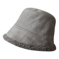 thumbnail image 1 of Fgnfyis Reversible Suede Bucket Hat for Women Fall Winter Thick Lamb Warm Fisherman Hat Versatile Womens Hats Grey, 1 of 5
