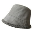 thumbnail image 1 of Riforla Reversible Suede Bucket Hat for Women Fall Winter Thick Lamb Warm Fisherman Hat Versatile Womens Hats Grey, 1 of 5