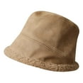 thumbnail image 1 of Riforla Reversible Suede Bucket Hat for Women Fall Winter Thick Lamb Warm Fisherman Hat Versatile Womens Hats Khaki, 1 of 6