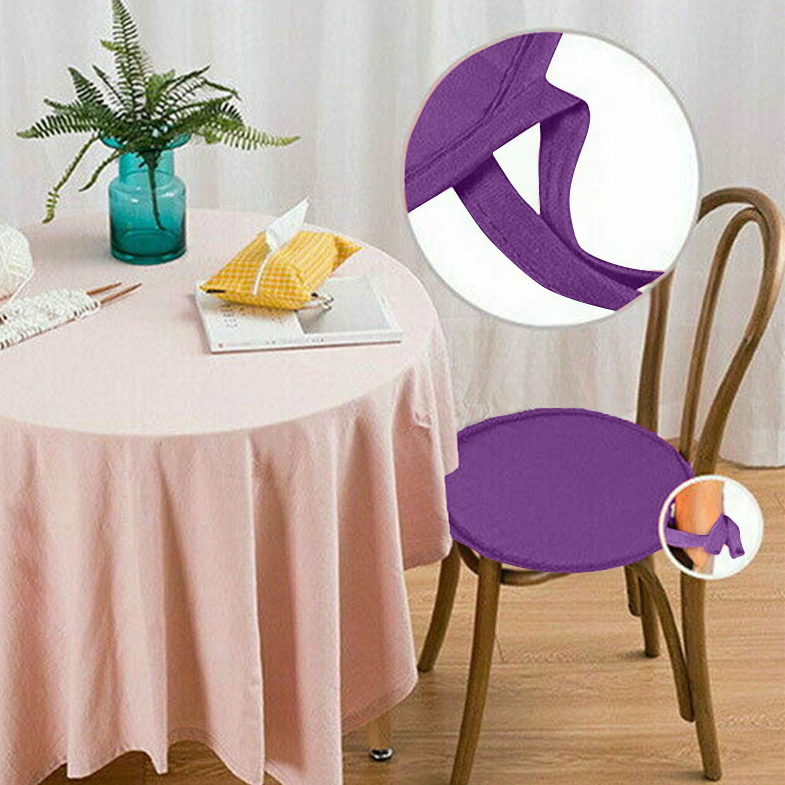 Riforla Round Chair Cushion with Optional Dual Size and Solid Color Design Thick Fabric Seat