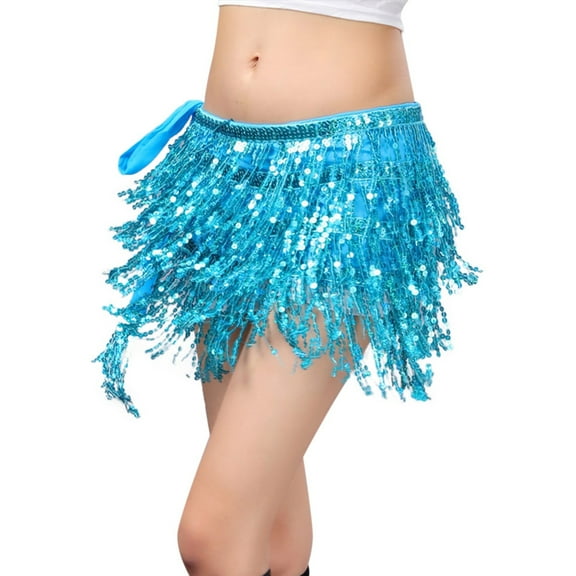 Riforla Sequin Fringe Women's Nightclub Skirt Skirt Stage with Sparkly Sparkly Fashion Skirt Skirts for Women Trendy Sky Blue One Size