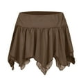 thumbnail image 1 of Riforla Sexy Double Lace Irregular Low Rise Mini Skirt Skirts for Women Trendy Brown L, 1 of 5