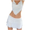 thumbnail image 1 of Riforla Sexy Ruffle Mini Dress for Women Solid Color Party Club Wear Skirts for Women Trendy White L, 1 of 4