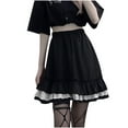 thumbnail image 1 of Riforla Skirt Women High Elastic Waist Lace Black Mini Skirts Punk Gothic Pleated Skirt Cute Girl Womens Skirts Black XL, 1 of 3