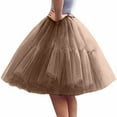 thumbnail image 1 of Ediodpoh Carnival Women's Skirts 4 Layer 60Cm Mesh Half Skirt with Patchwork Design Tutu Puffy Skirt Ballet Skirt Khaki One Size, 1 of 3