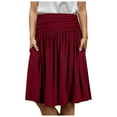 thumbnail image 1 of Riforla Skirts for Women Regular and Plus Size Skirt with Pockets Below The Knee Length Ruched Flowy Midi Skirt Women's Skirts Red M, 1 of 6