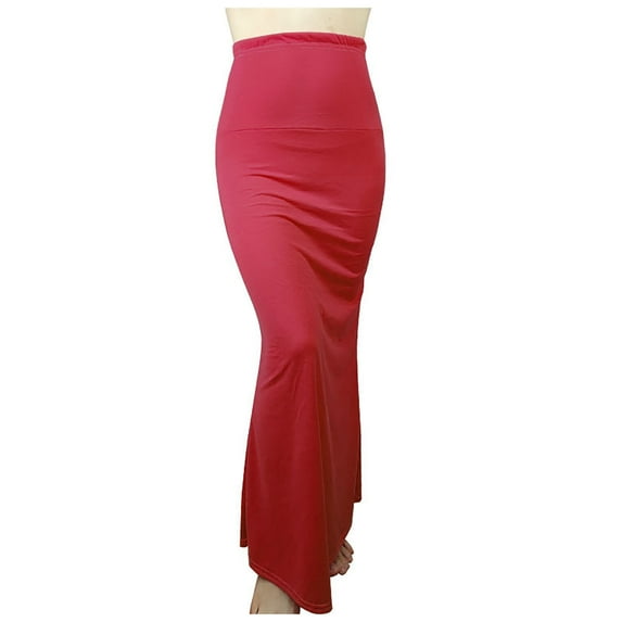 Ediodpoh Womens Skirts Slim Fit Ruched Pencil Skirts Elastic Band Shirring Skirt and Fishtail Hem Long Skirt Long Skirts for Women Red M