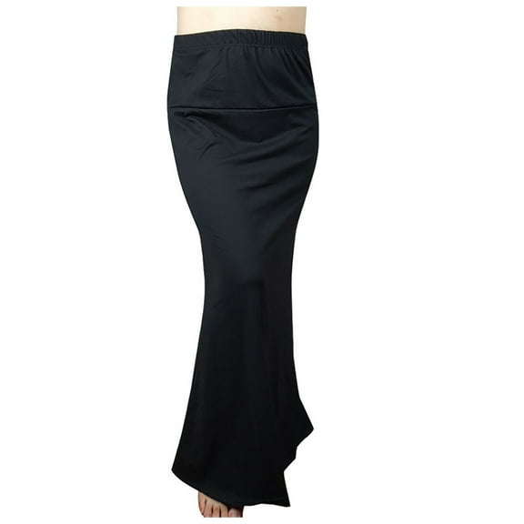 Riforla Slim Fit Ruched Pencil Skirts for Women High Waisted Elastic Band Bodycon Shirring Skirt with Plus Size Maxi Length Womens Skirts Black S