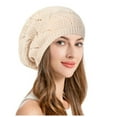 thumbnail image 1 of Riforla Soft Knit Airy Cutout Lightweight Slouchy Crochet Beret Hat Berets Hat for Women Beige, 1 of 3