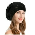 thumbnail image 1 of Riforla Soft Knit Airy Cutout Lightweight Slouchy Crochet Beret Hat Berets Hat for Women Black, 1 of 3