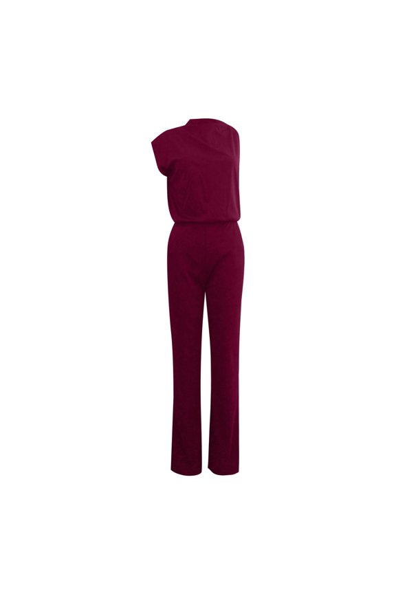 Riforla Solid Color Jumpsuit Straight Pants Simple and Exquisite Design Jumpsuits for Women XL