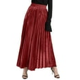 thumbnail image 1 of Ediodpoh Women's Skirts Spring and Summer Pleated Long Skirt Large Size High Waist Big Swing Golden Beach Skirt for Women Long Skirts Red M, 1 of 4
