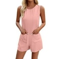 thumbnail image 1 of Riforla Spring/summer Casual Solid Color Sleeveless Jumpsuit Shorts Jumpsuits for Women Pink L, 1 of 6