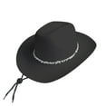 thumbnail image 1 of Riforla Stripe of Rhinestones Cowboy Hat for Woman Girls Breathable Cowboy Hat with Adjustable Chin Rope Western Style Hat Womens Hats Black, 1 of 2