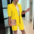 thumbnail image 1 of Riforla Suits Shorts Set for Women 2024 Two Piece Outfits One Button up Jacket and Short Suits Short Sets for Women Yellow L, 1 of 6