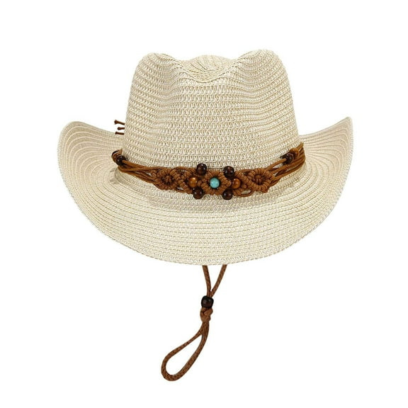 Riforla Summer Outdoor Casual Style Holiday Panama Style Shade Straw Hat Sun Hat Beach Hats for Women Beige M