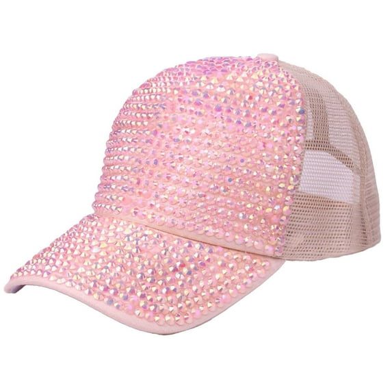 Riforla Summer Women's Fashion Rhinestone Baseball Cap Casual Sun Hat Stylish Travel Accessory Womens Hats Light Pink_003
