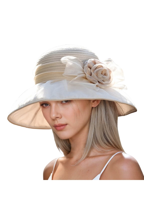 Summer Women's Outdoor Flowers Sun Hat Sun Hat and Elegant Sun Hat Womens Hats Beige M