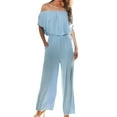 thumbnail image 1 of Riforla Summer and Spring Women's One Line Shoulder Fashion Temperament off The Shoulder Jumpsuit Jumpsuits for Women Blue S, 1 of 5
