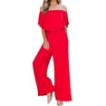 thumbnail image 1 of Riforla Summer and Spring Women's One Line Shoulder Fashion Temperament off The Shoulder Jumpsuit Jumpsuits for Women Red XXL, 1 of 5