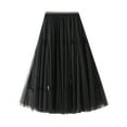 thumbnail image 1 of Riforla Super Fairy Skirt A Line Skirt Mid Length Swing Skirt Women's Spring High Waist Feather Puff Skirt Skirts for Women Trendy Black One Size, 1 of 5