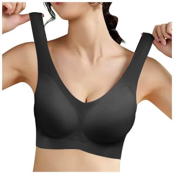 Riforla Super Soft Jelly Fabric Wire Seamless Seamless Comfortable Non Restraining Breathable Beautiful Sports Bra Womens Bras Black M