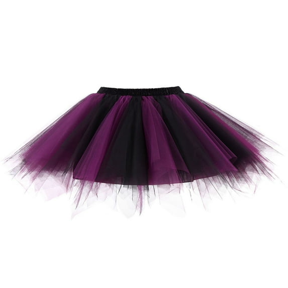 Ediodpoh Women's Skirts Swing Underskirt Petticoat Skirt Cute Colorful Mixed Short Skirt for Carnival Ballet Skirt Dark Purple XL