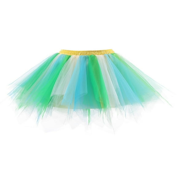 Ediodpoh Women's Skirts Swing Underskirt Petticoat Skirt Cute Colorful Mixed Short Skirt for Carnival Ballet Skirt Light Green XXL