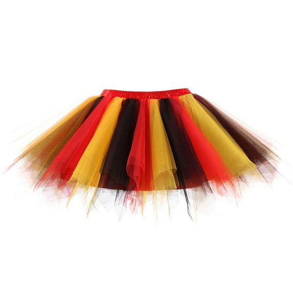 Ediodpoh Women's Skirts Swing Underskirt Petticoat Skirt Cute Colorful Mixed Short Skirt for Carnival Ballet Skirt Watermelon Red XXL