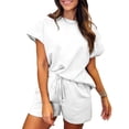 thumbnail image 1 of Riforla Tankaneo Womens Loungewear Set Short Sleeve Tops and Shorts 2 Piece Outfits Matching Pajama Set with Pockets Elegant Women's Sets White M, 1 of 6