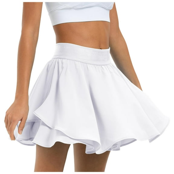 Riforla Tennis Skirt for Women Athletic Skorts Mini Pleated Skirt High Waisted Workout Running Skirt Layered Skirts Womens Skirts White 4