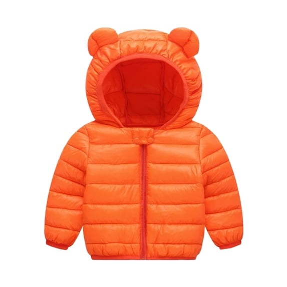 Riforla Toddler Kids Baby Girls Boys Hooded Outdoor Jacket Thick Warm Windproof Coat Orange 110