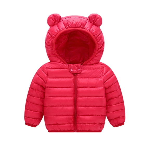 Riforla Toddler Kids Baby Girls Boys Hooded Outdoor Jacket Thick Warm Windproof Coat Red 110