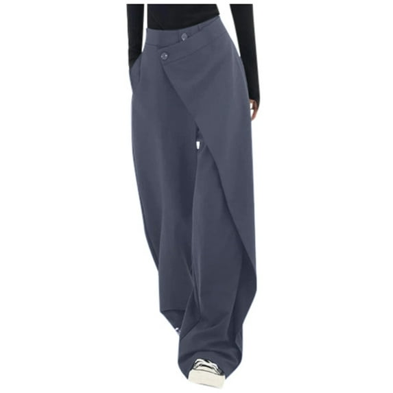 Riforla Trousers Pants for Women Asymmetrical Solid Color Casual Casual Straight Leg Wide Leg Pants Loose Street Pants