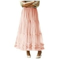 thumbnail image 1 of Riforla Tulle Skirts for Women Long Length Tutu Fairy Tiered Skirt A Line Mesh Elastic Waist Skirts Womens Skirts Pink One Size, 1 of 5