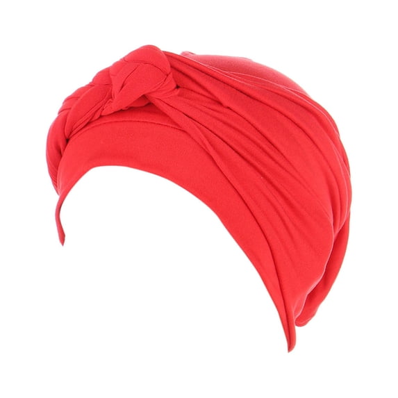 Riforla Turban Hair Pre-Tied Cap Hat Head Wrap Ethnic Bohemian Headwear Cover Braid Baseball Caps Womens Hats Red_001