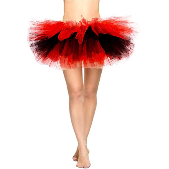 Riforla Tutus for Women 5 Layered Lined Mesh Adult Tutu Skirts for Women 80s Vintage Style Tutu Skirt Red_001 One Size